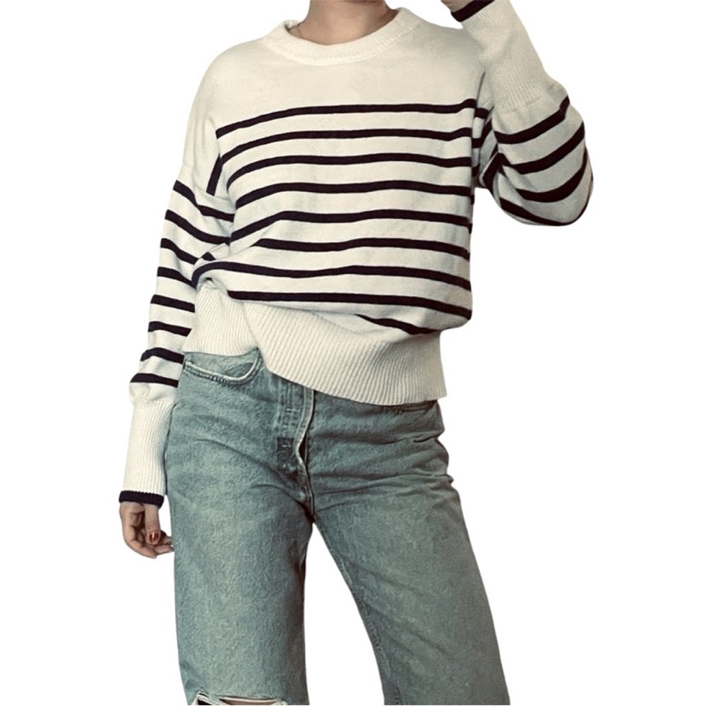 Philosophy Black and White Striped Sweater